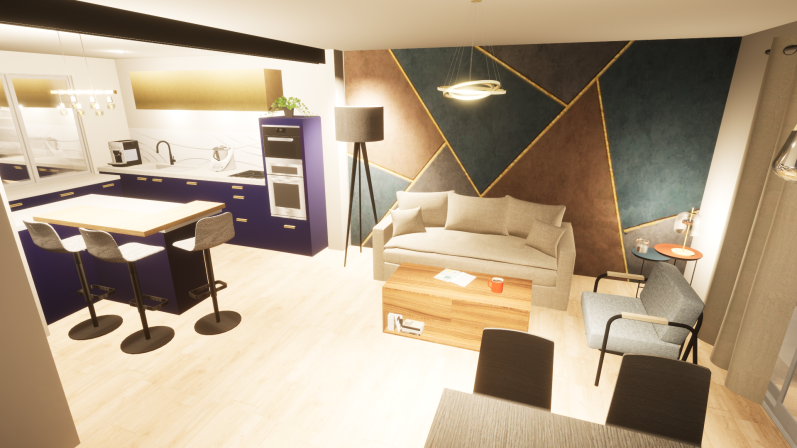 3D salon/cuisine